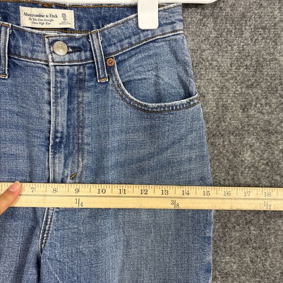 Abercrombie & Fitch The 90's Slim Straight Jeans Womens Size 25 Ultra High - Picture 5 of 10